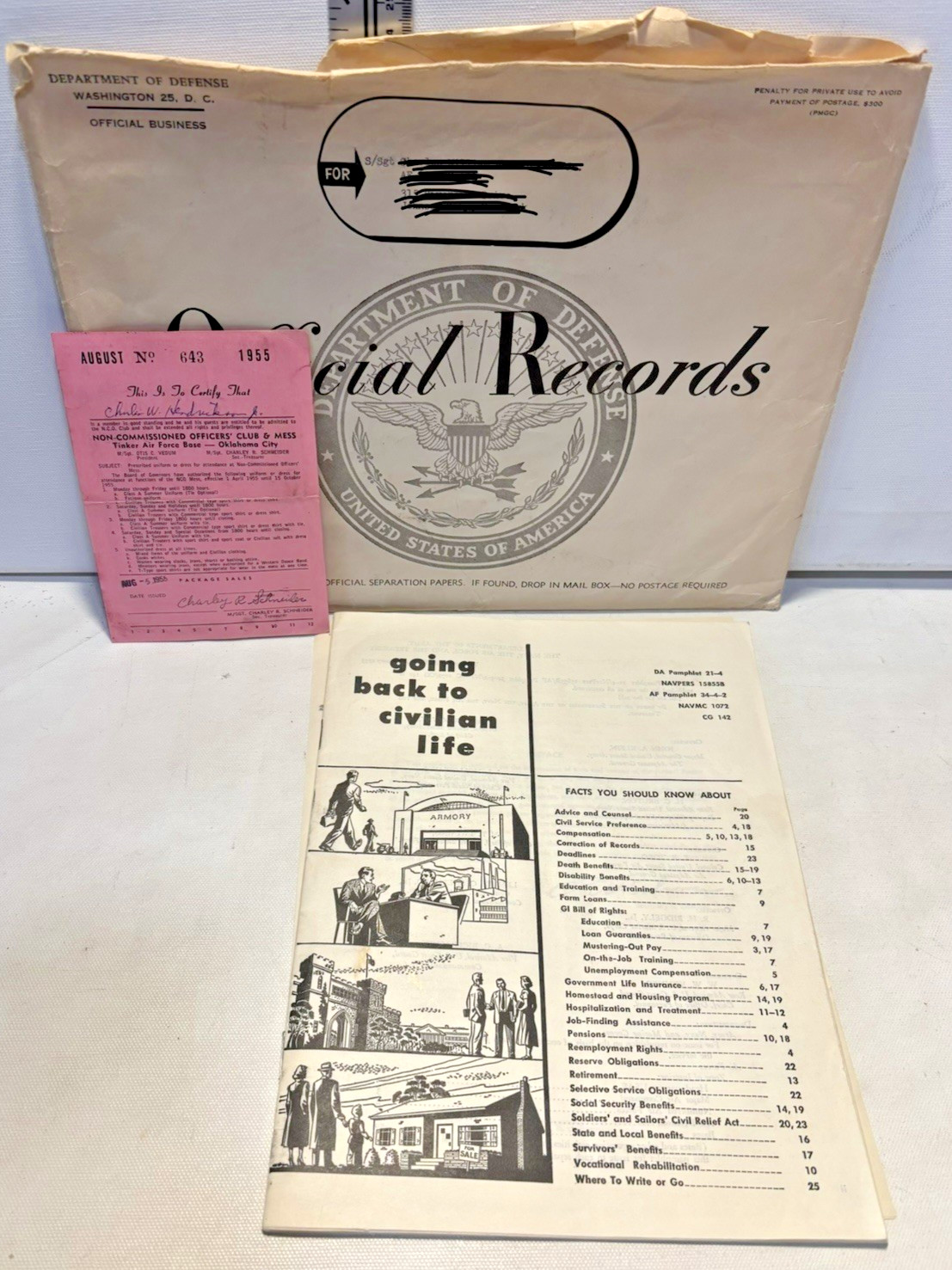 Vintage 1955-Department of Defense ‚Official Records‘ Packet