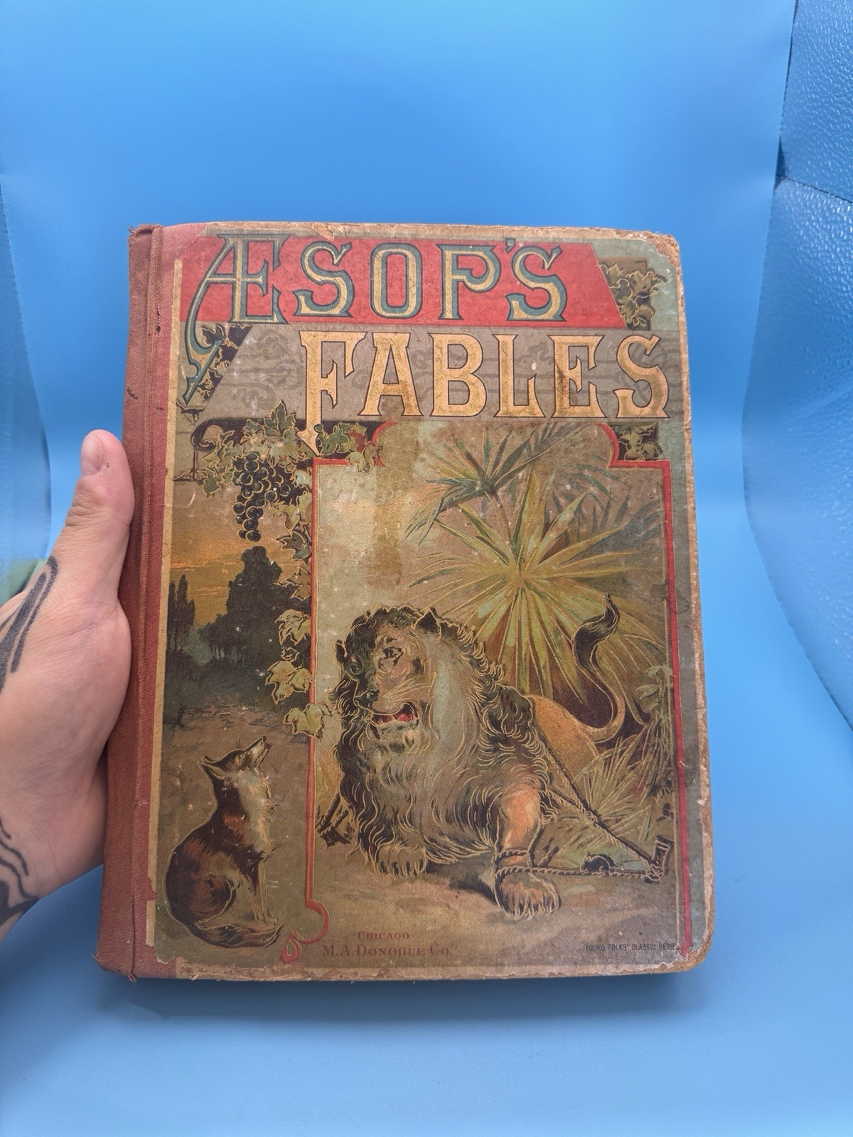 antique Aesop’s Fables Victorian Illustrated Hardcover M.A. Donohue