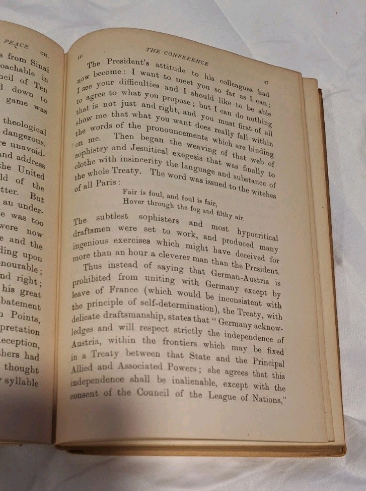 Antique Book, The Economic Consequences Of The Peace, 1920, John Maynard Keynes