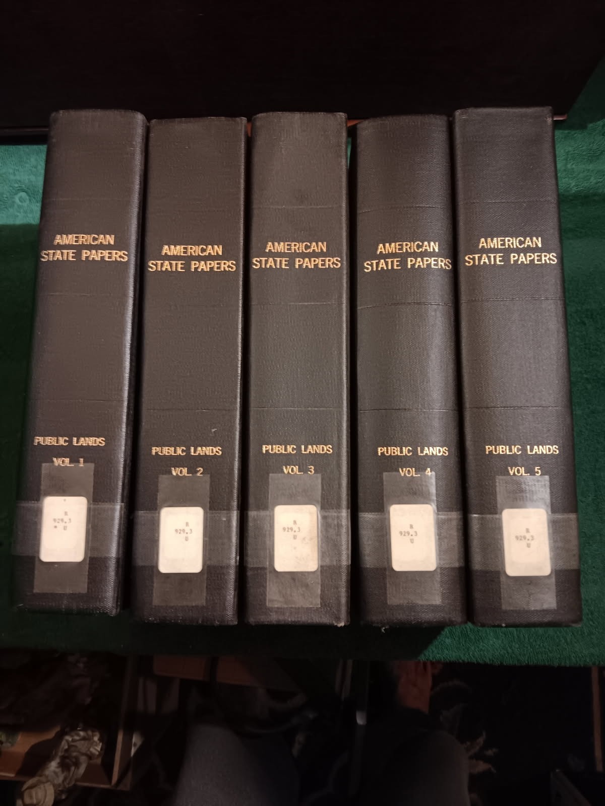 American State Papers Public Lands Five Volumes 1834 includes maps