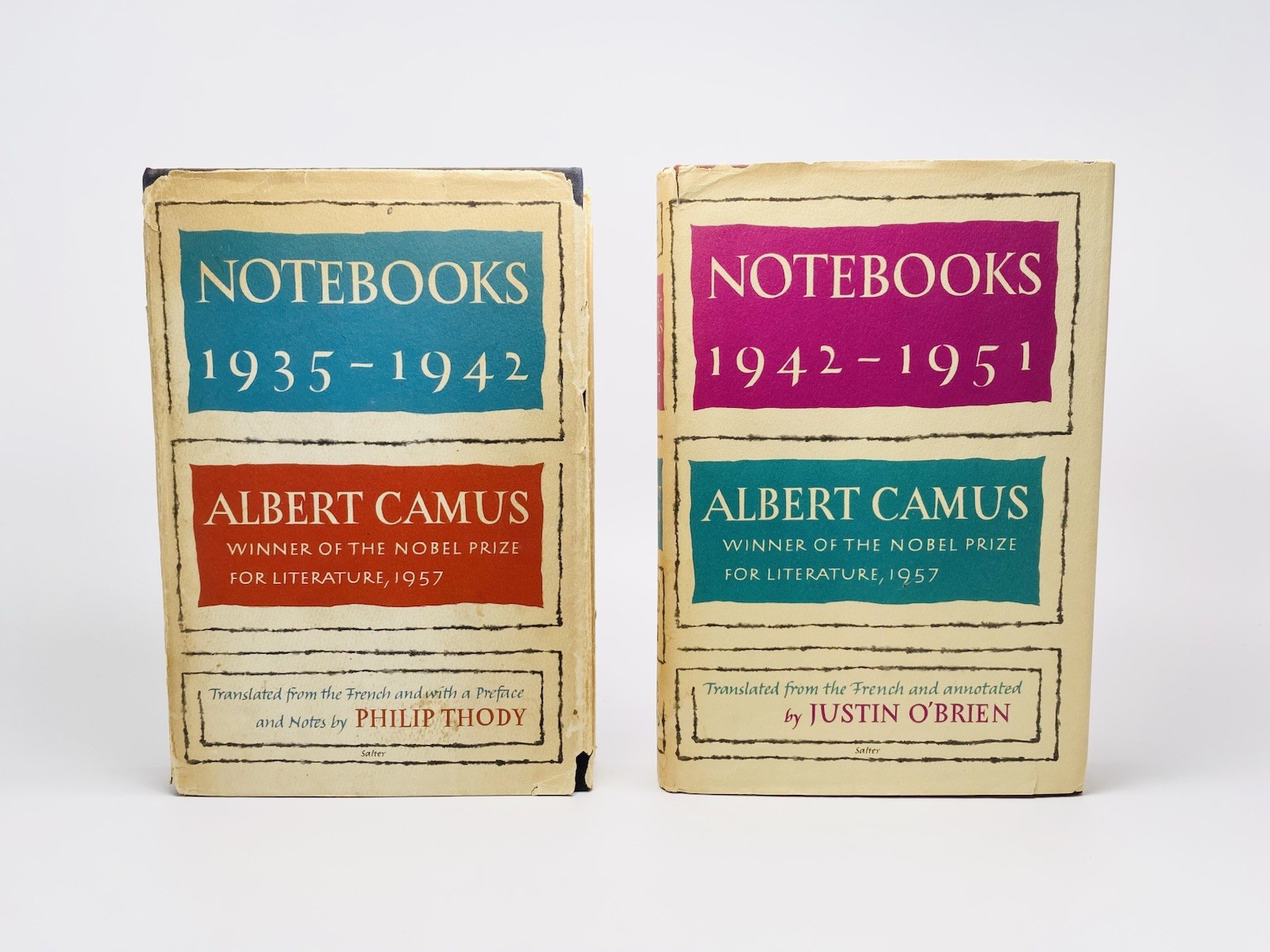 Albert CAMUS, NOTEBOOKS, 1935-1942, 1942-1951, 2 VOLS. 1ST PRINT., DJs in MYLAR