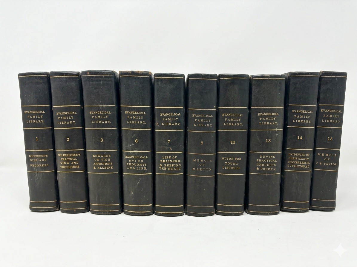Rare Antique 1836-40 Evangelical Family Library 10 Vol set hardcover Religious