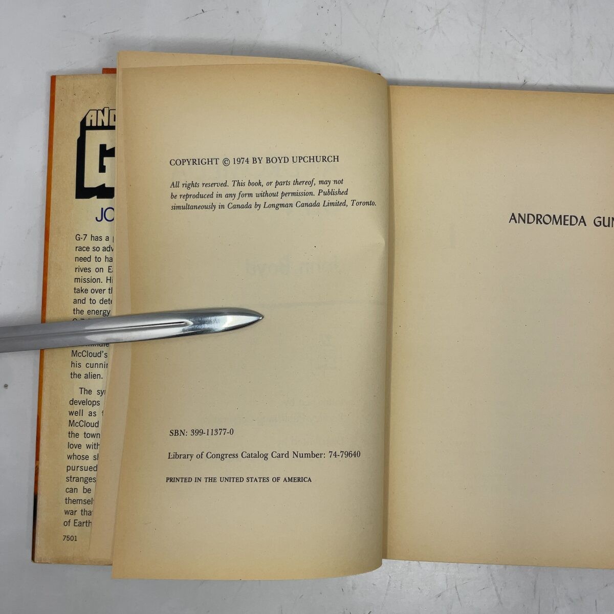 Andromeda Gun by John Boyd HC First Edition Very Good 1974