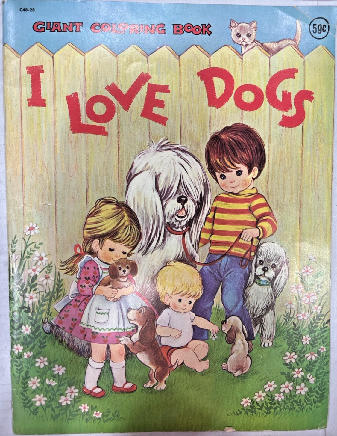 Vintage 1975 I Love Dogs Giant Coloring Book Playmore Waldman Unused