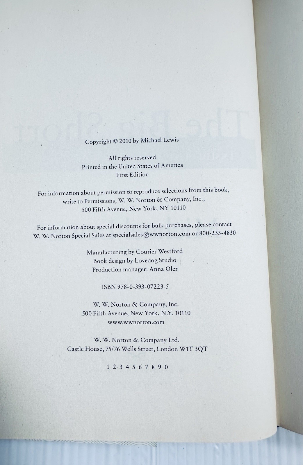 Michael Lewis The Big Short First Edition First Printing Finance Market Insight