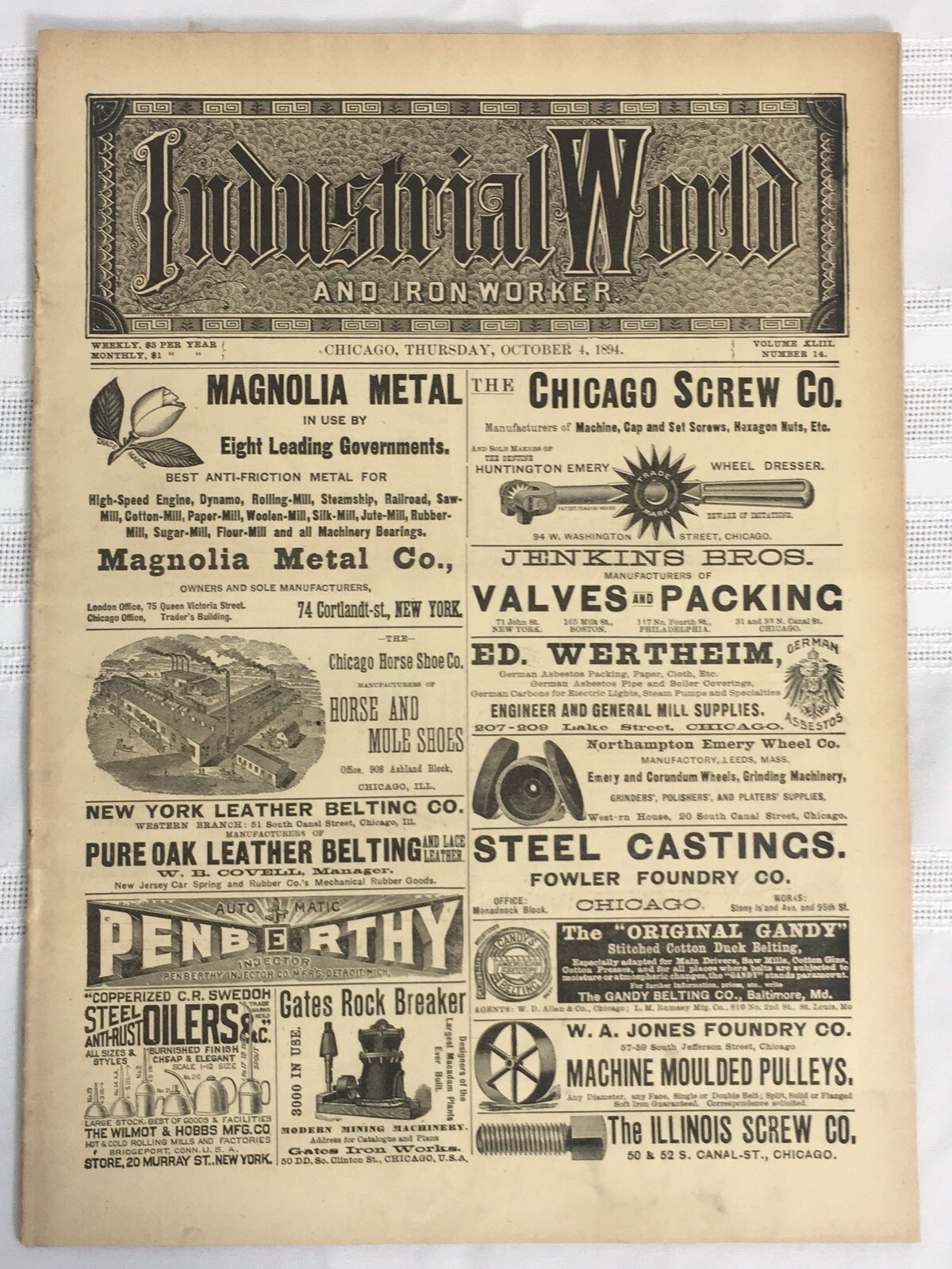 Ultra Rare October 4, 1894 Industrial World Nikola Tesla The Wizard Of New York!