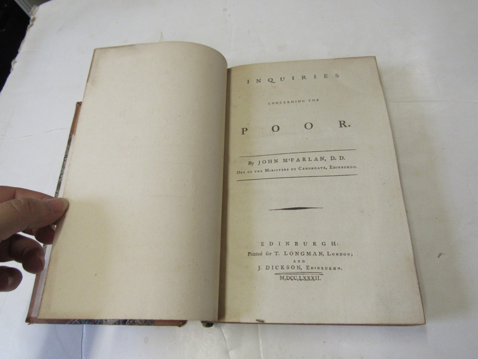 1784 Inquiries Concerning the Poor by John McFarlan