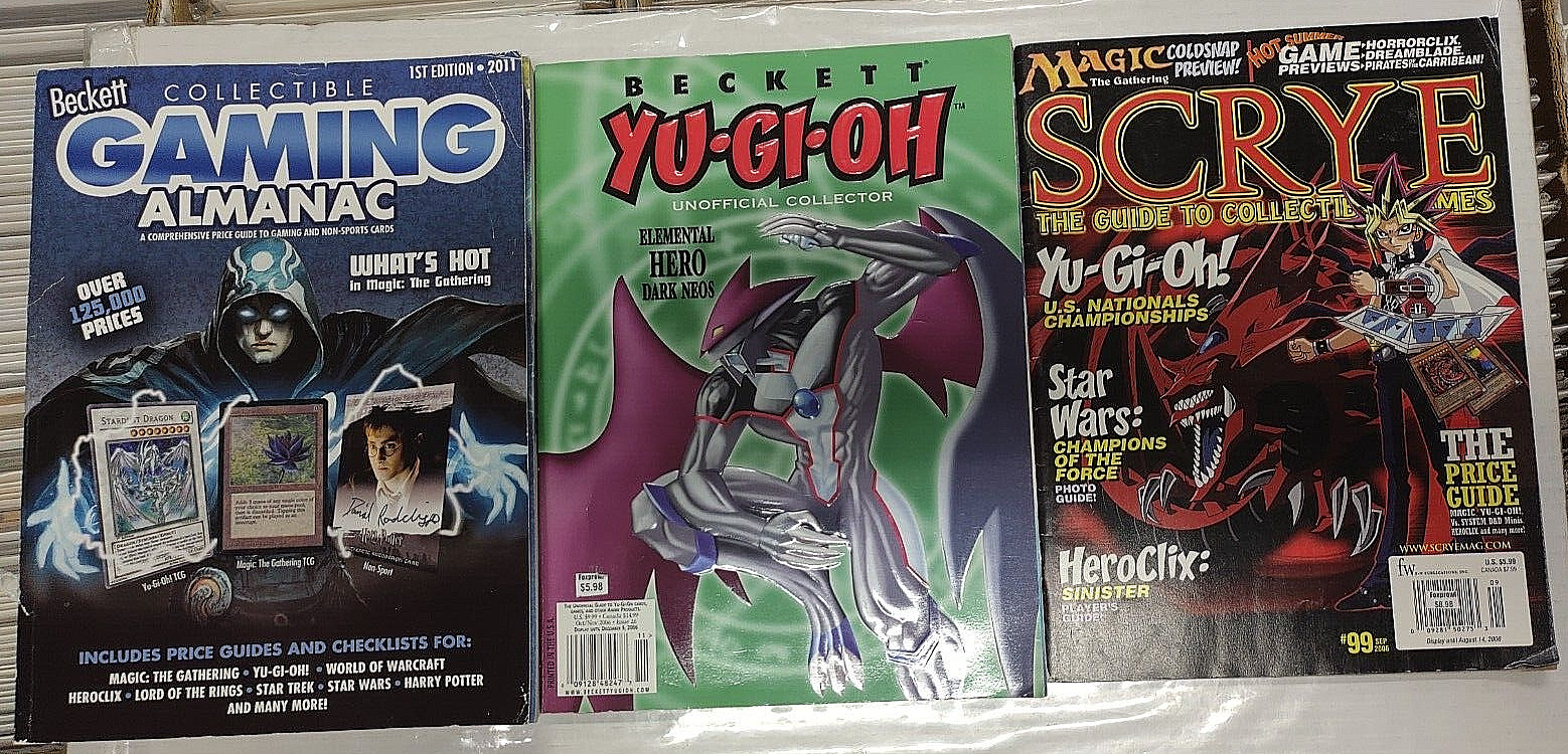 LOT 3 GAMING PRICE GUIDES Scrye Beckett MTG YUGIOH Magic Star Wars D&D tcg book
