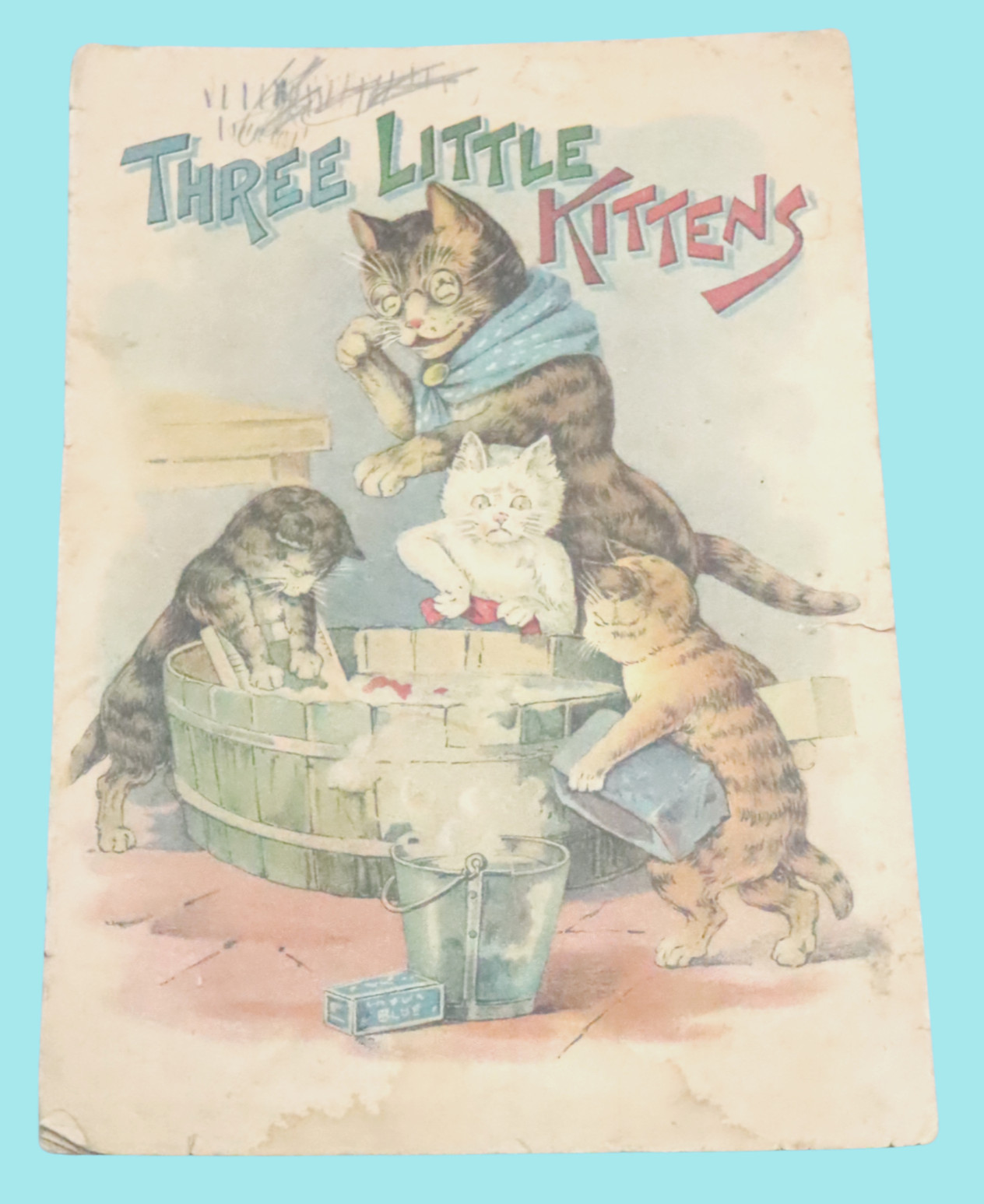 Three Little Kittens Old Antique Childrens Book Cats Victorian Story USA Nursery