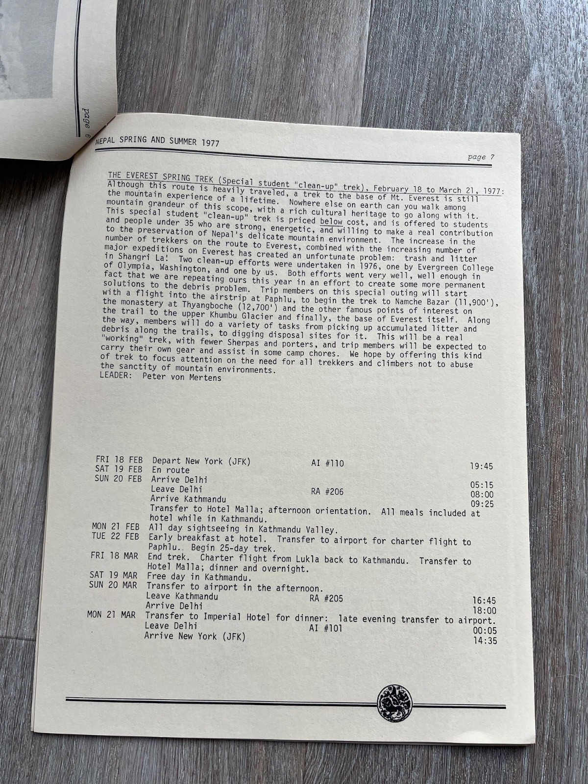 1977 nepal spring & summer – from mountain travel in california ( stapled )