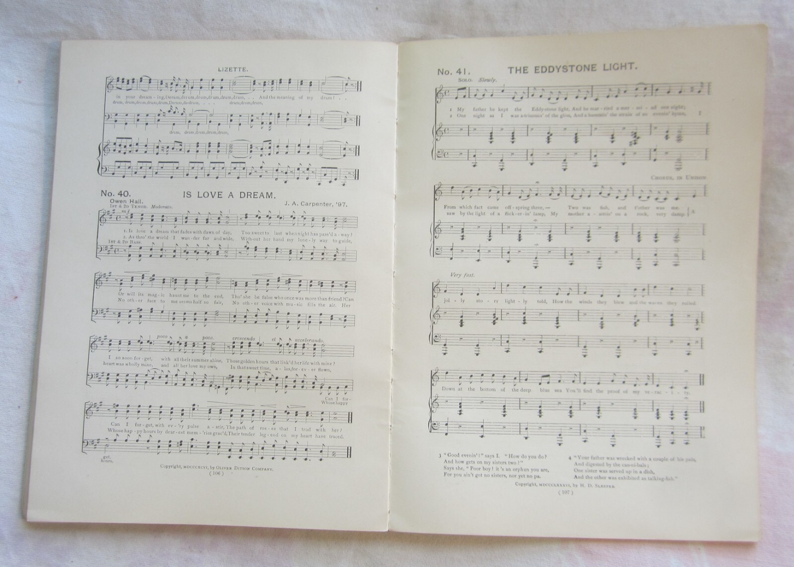 The NEW HARVARD SONG BOOK — Revised & Enlarged Edition — OLIVER DITSON, 1896