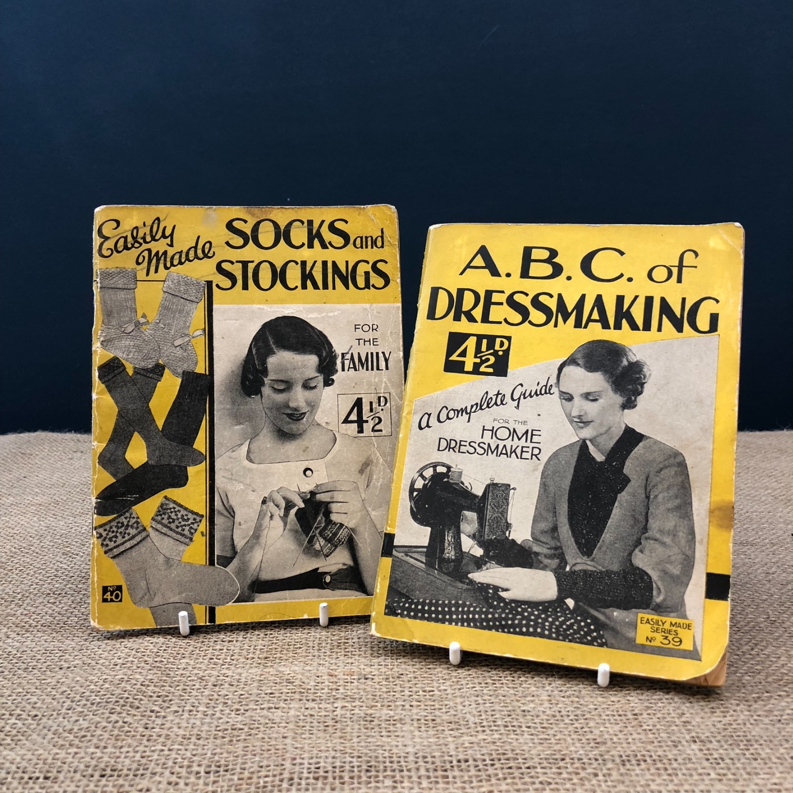 2 X VINTAGE NEWNES SEWING DRESS MAKING SOCKS & STOCKINGS PAPERBACK BOOKS