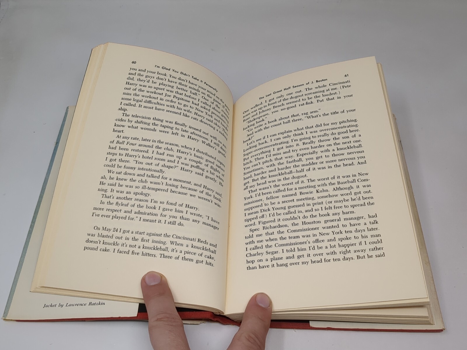 I’m Glad You Didn’t Take It Personally Jim Bouton 1st Edition Hardcover DJ 70s