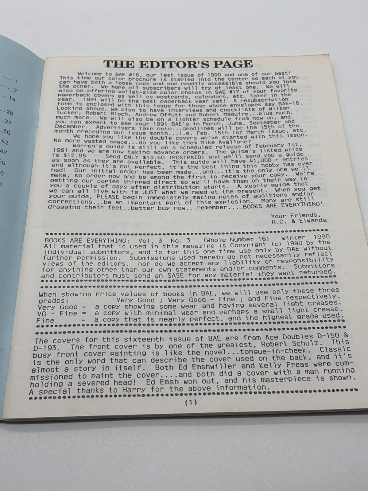 BOOKS ARE EVERYTHING Vol. 3 No 4 Whole Number 16 Pulp Fiction, Mystery, Fanzine