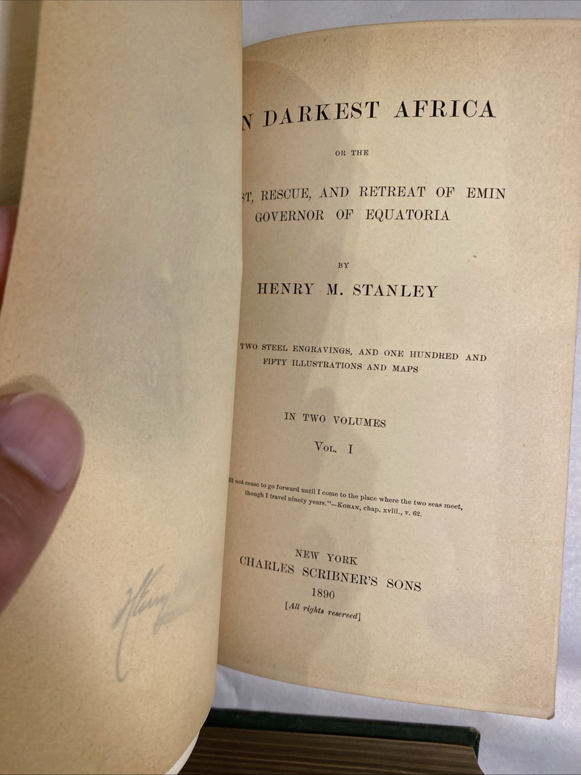 In Darkest Africa Henry M. Stanley 1890 SIGNED 3 Maps Magnus Tait 1st Edition