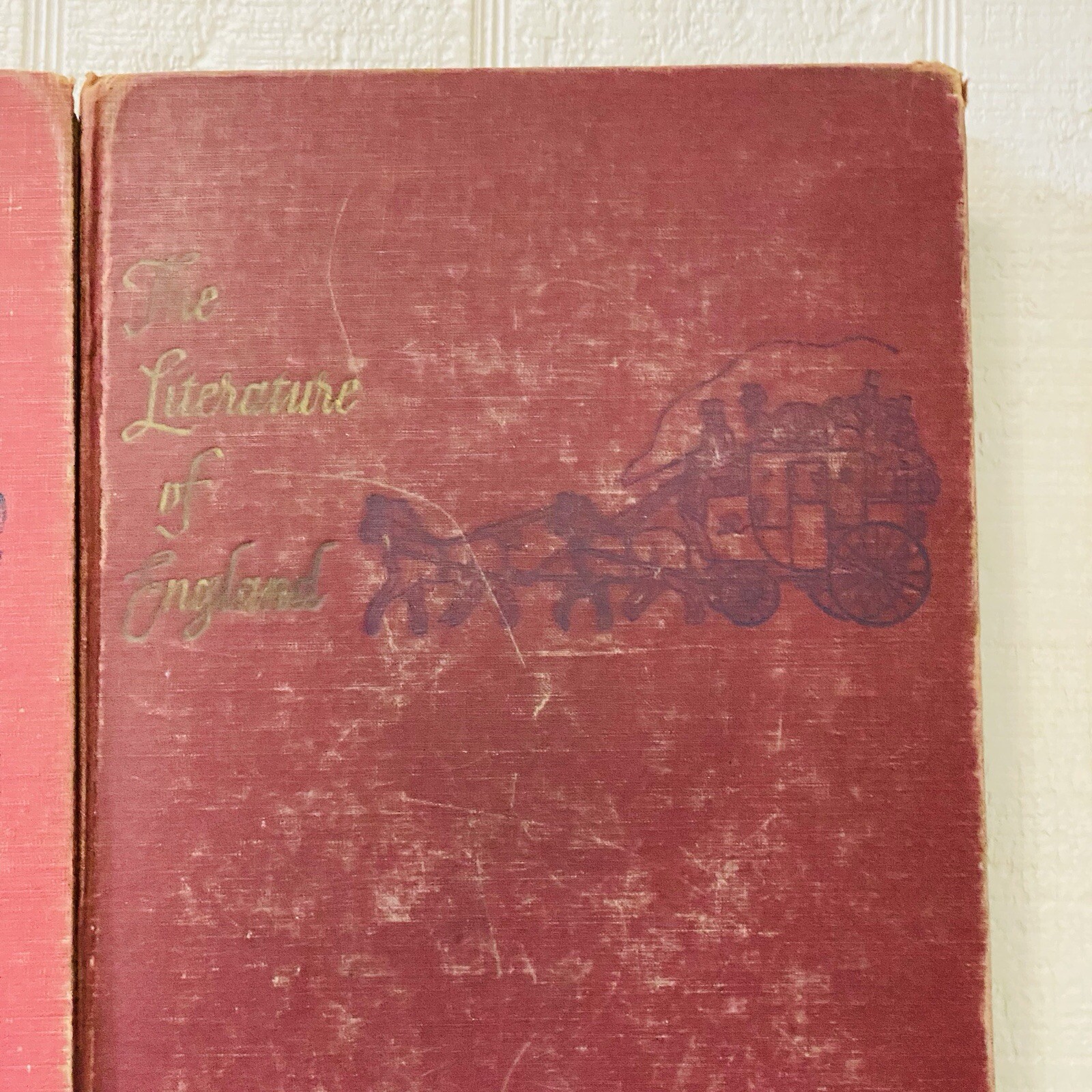 Vintage 1941 The Literature of England Book Set Volume 1 and 2 Hardcover Red