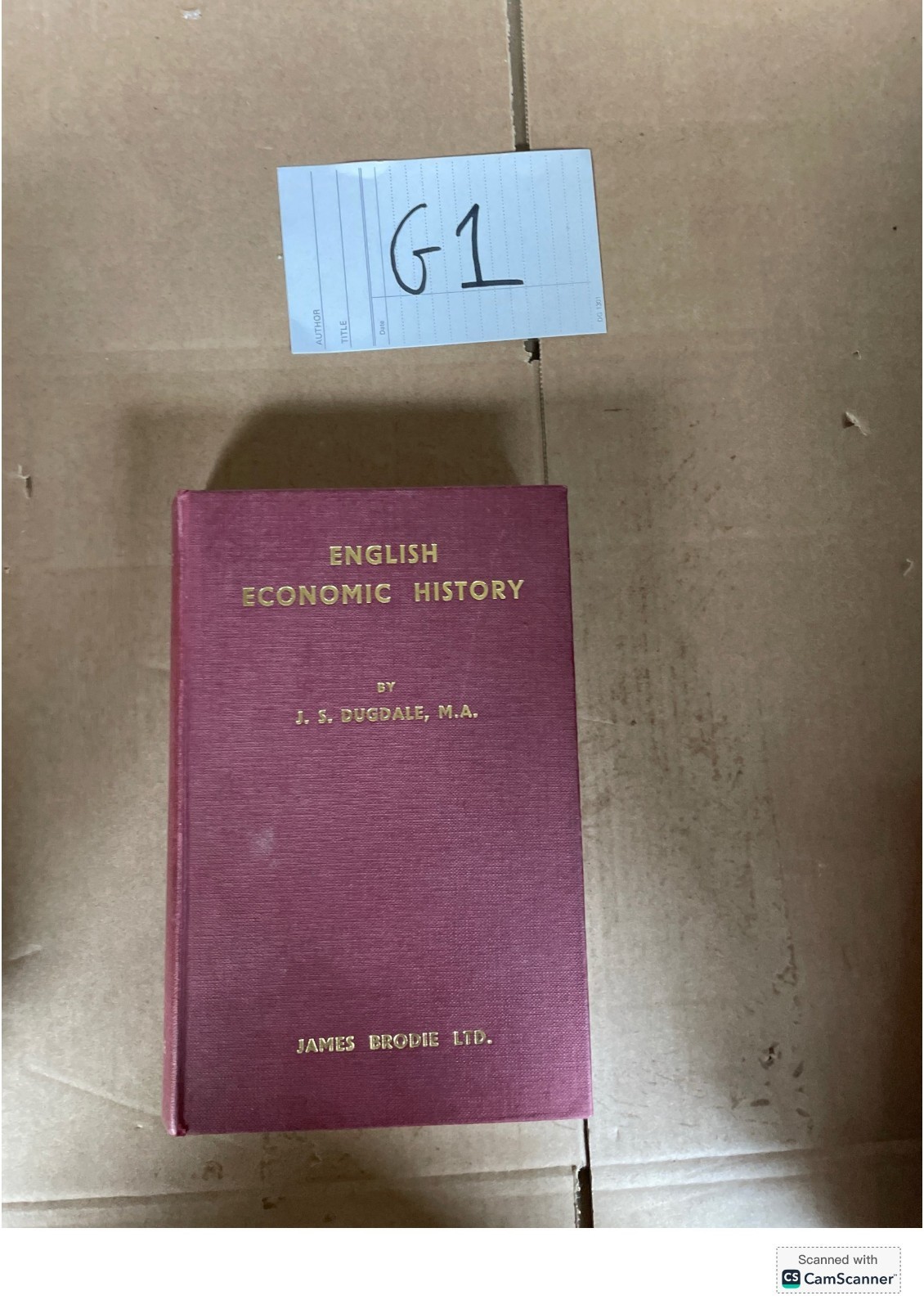 English Economic History S. Dugdale And James Brodie Ltd.