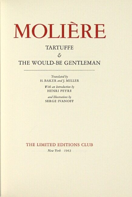 Molière / Tartuffe & The would-be gentleman Limited Editions Club 1963