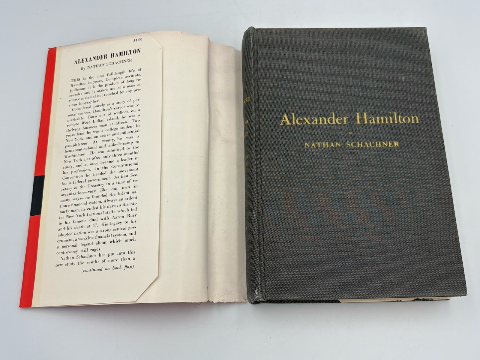 Alexander Hamilton By Nathan Schachner (1946) 1st Ed. Vintage Hardcover DJ