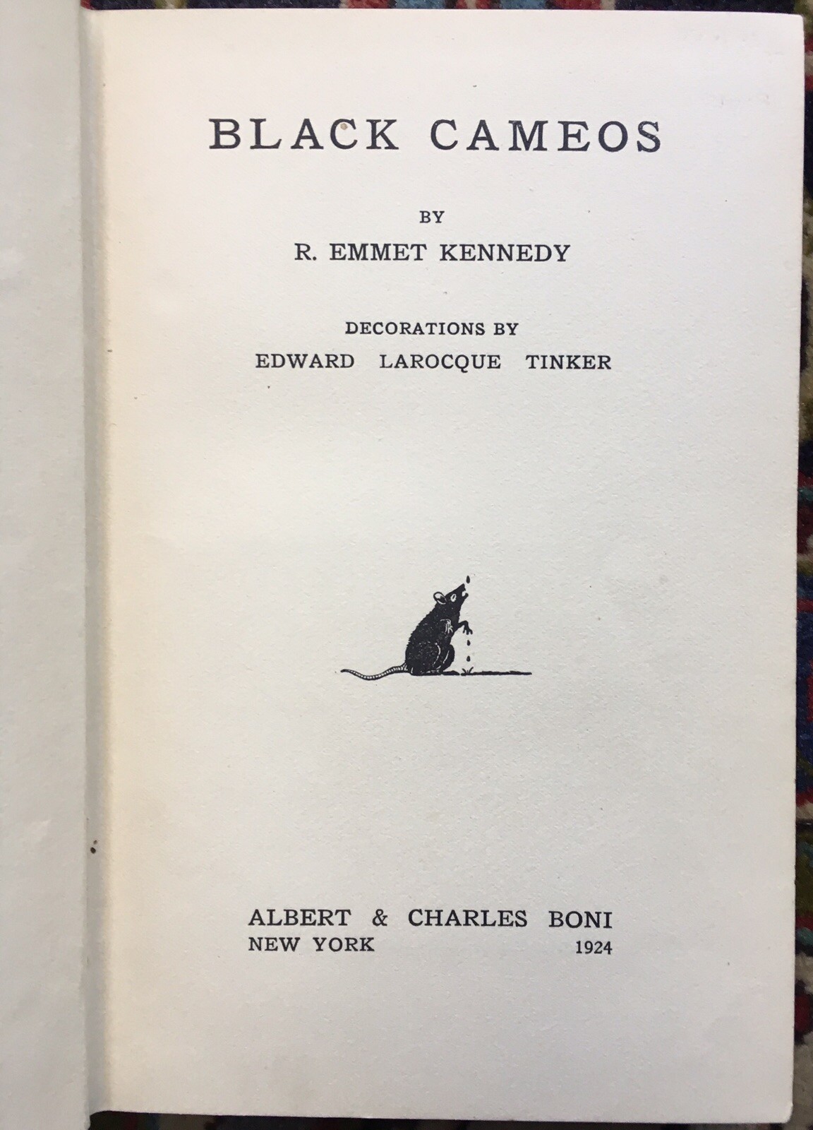 R Emmet Kennedy: BLACK CAMEOS, 1924 1st Ed, Culture, New Orleans, Spirituals