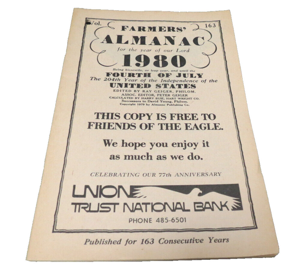 Farmer’s Almanac 1980 Vol. 163 Union Trust National Parkersburg, WV Ad Cover