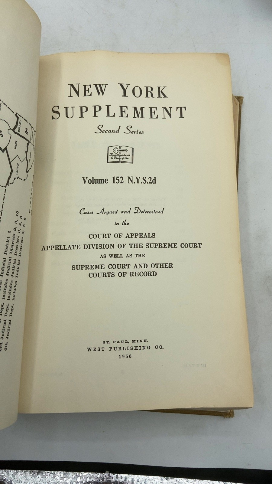 Volume 152. New York Supplement Second Series Hardcover 1956