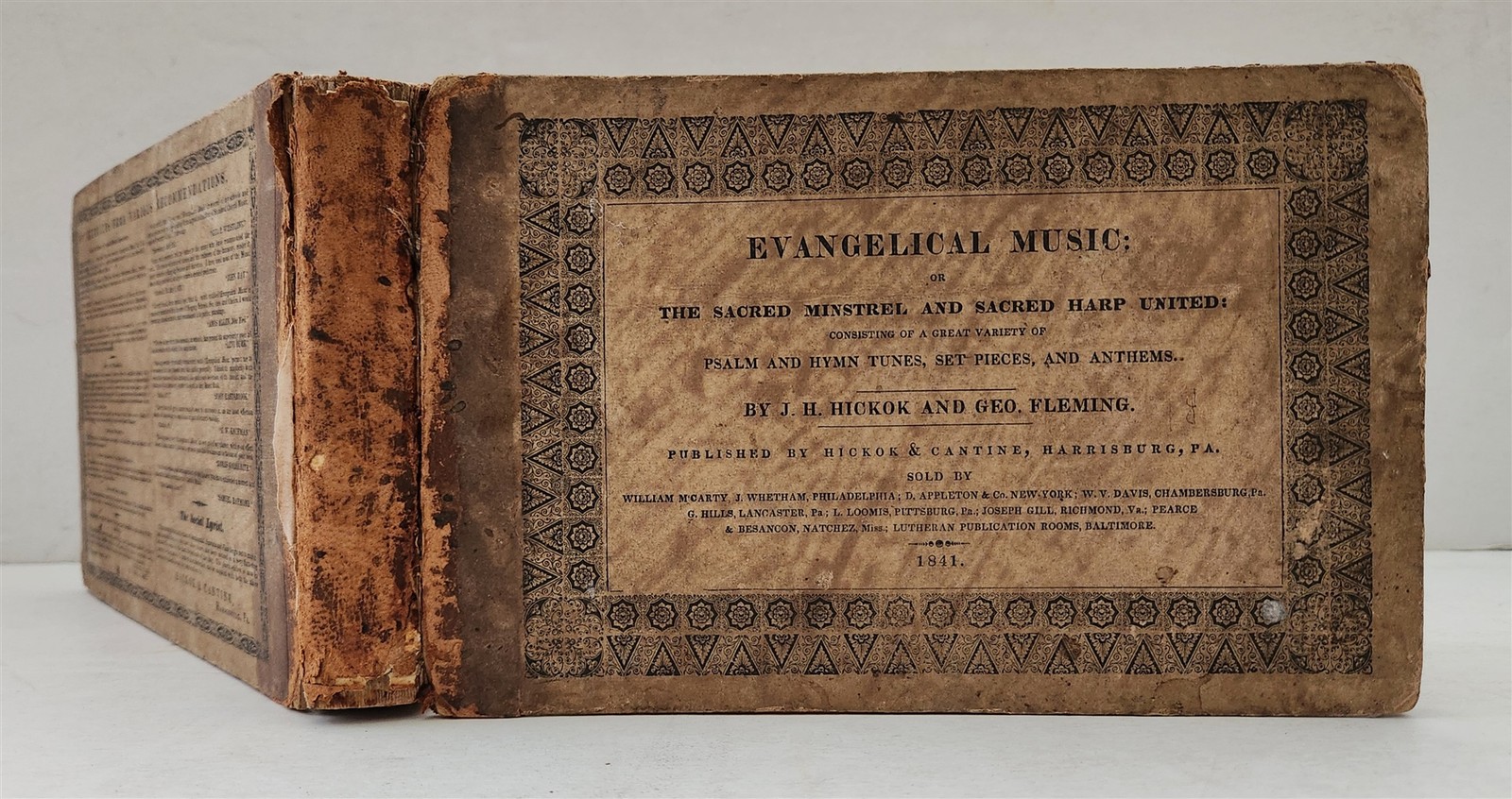 1841 antique SHAPE NOTES MUSIC BOOK hickok & fleming EVANGELICAL MUSIC minstrel