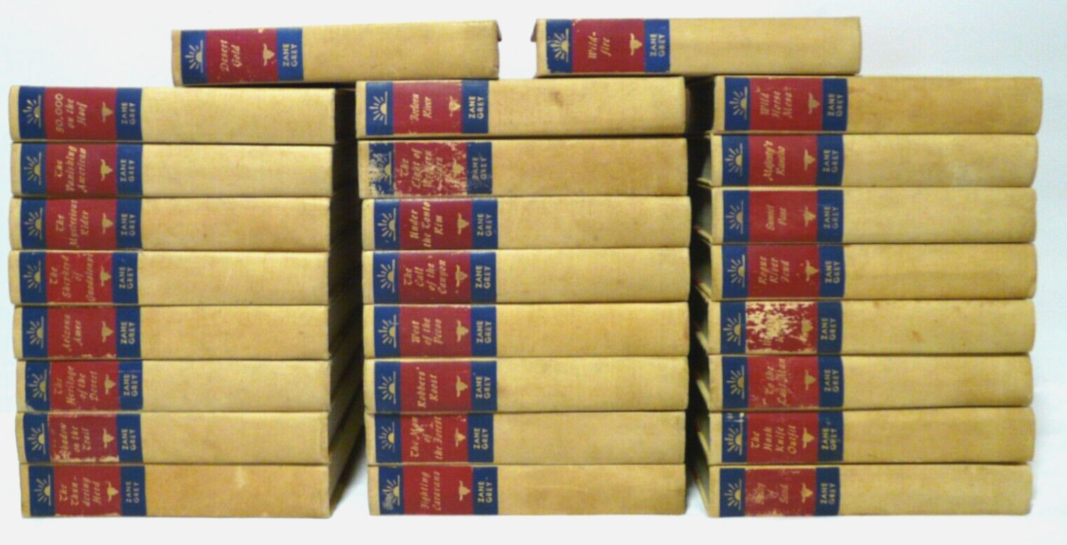Lot of 26 Vtg Zane Grey Hardcovers Walter J. Black Company Westerns 1920/30/40s