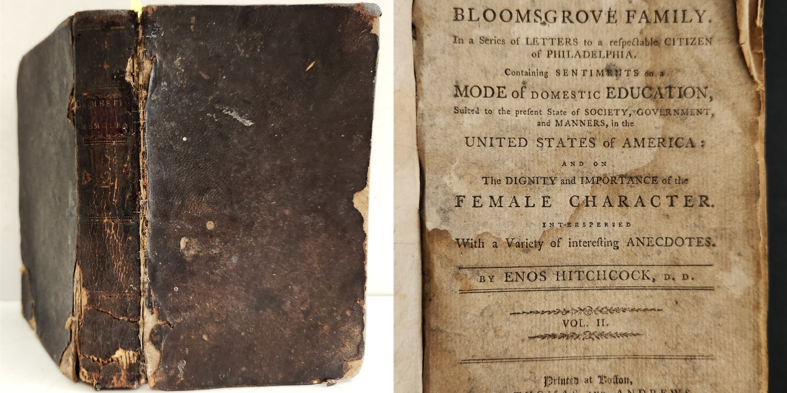 1790 antique BLOOMSGROVE FAMILY MEMOIR female character vain beauty educate VOL2