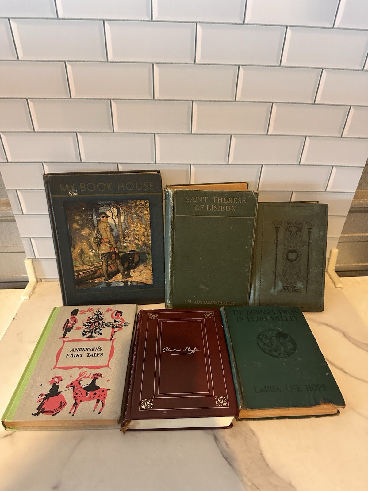 Antique Vintage Hardcover Books Lot of 6 Green/ RedShades Staging Decor