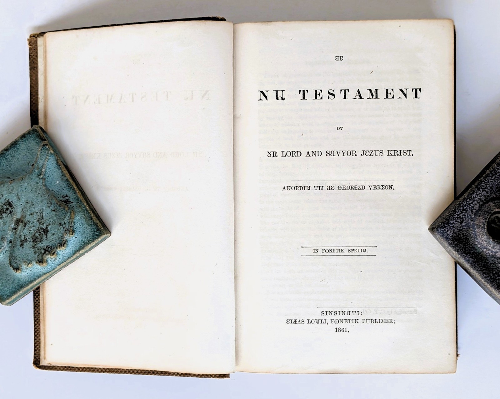 1861 NU TESTAMENT OV UR LORD AND SAVYOR JEZUS KRIST Rare PHONETIC NEW TESTAMENT