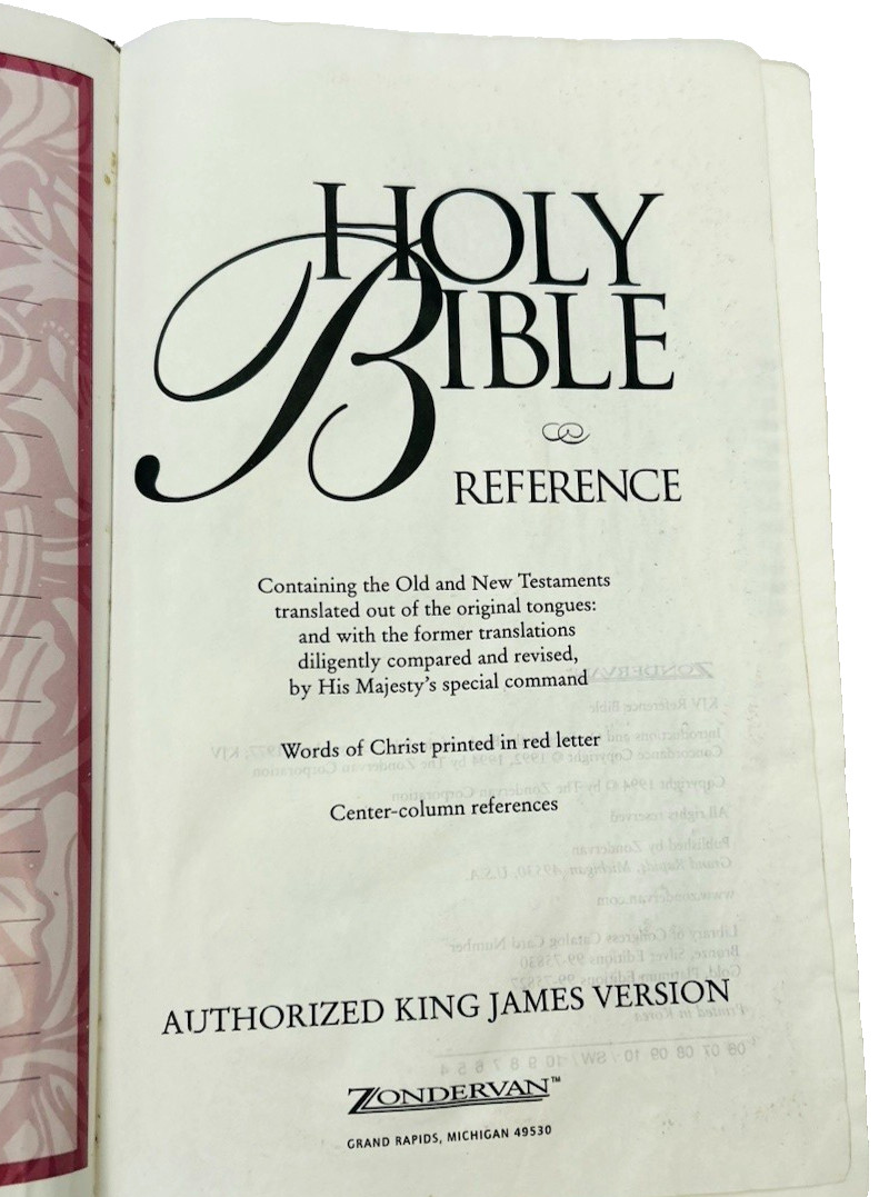 Holy Bible King James Version Reference Bible Zondervan Red Letter Leather 1994