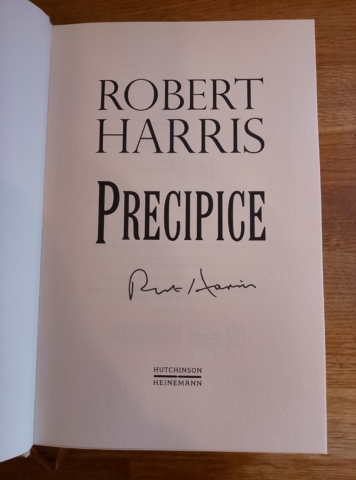 BOOK – SIGNED Robert Harris Precipice First Edition Hardback Novel 2024