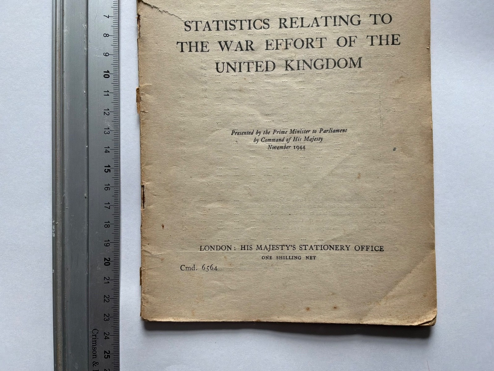 Ephemera Statistics Relating To The War Effort Of The United Kingdom 1944.