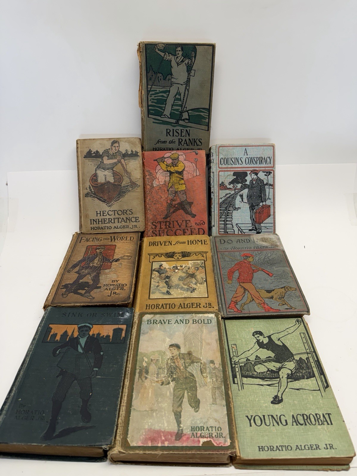 VINTAGE Lot of 10 1800s 1900s Books Horatio Alger Hardcover Book Collection