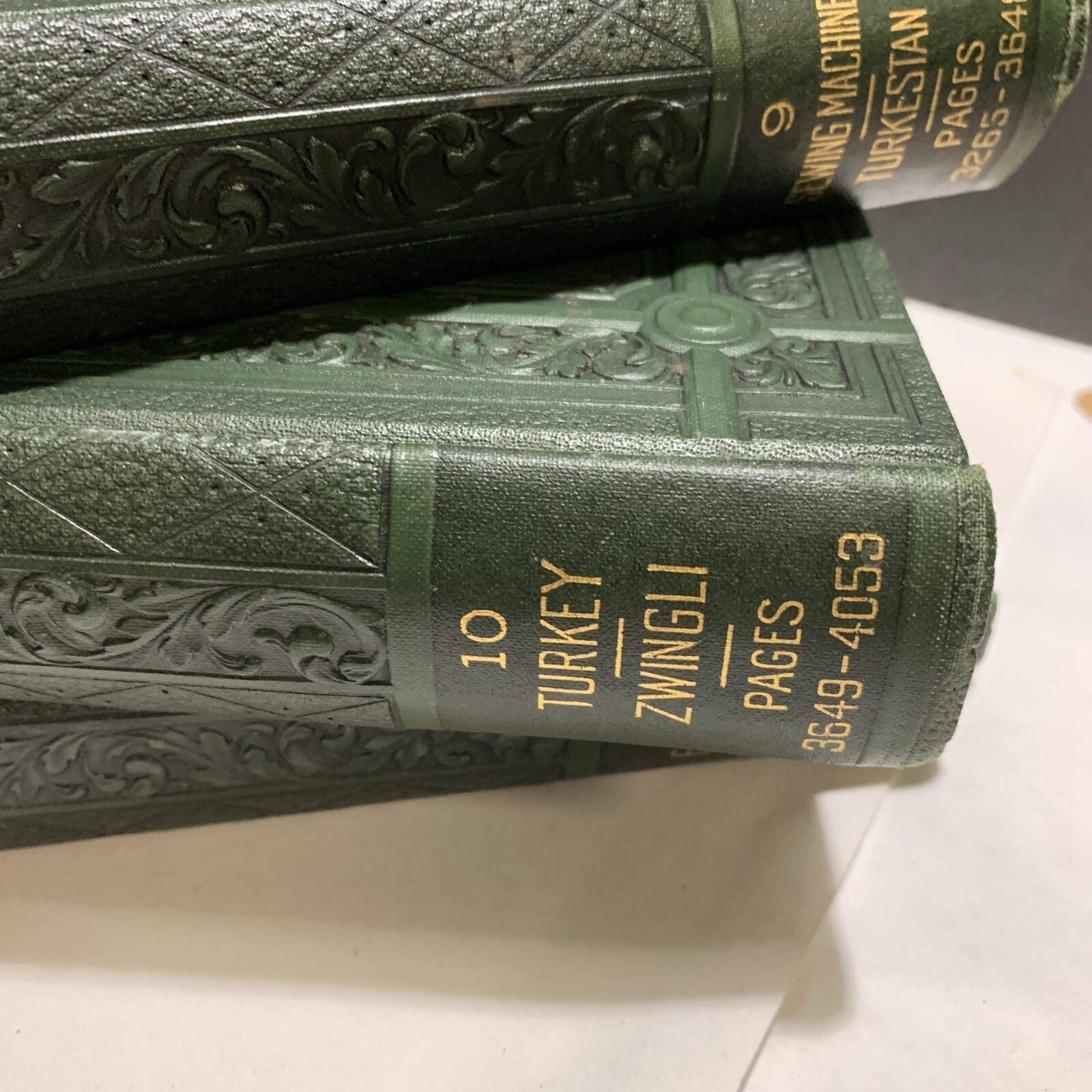 The American Educator Encyclopedia Books 4, 5 And 10 Embossed Dark Green 1932