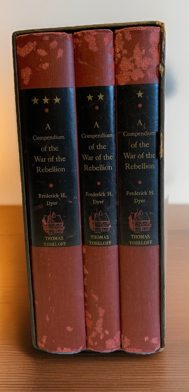 A COMPENDIUM OF THE WAR OF THE REBELLION, 1959 BOXED 3 VOL SET DYER CIVIL WAR