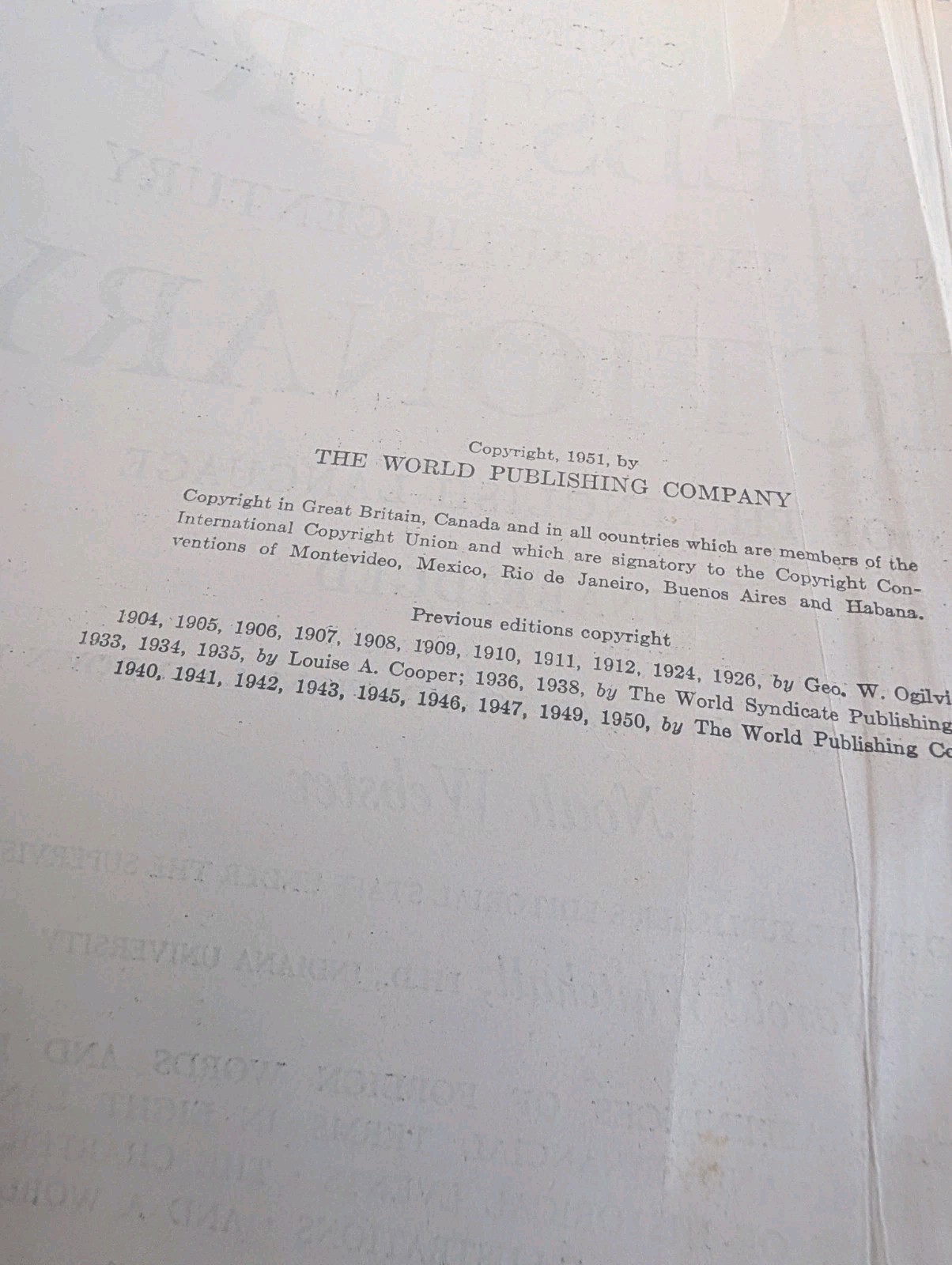 1951 Websters Dictionary World Publishing Co
