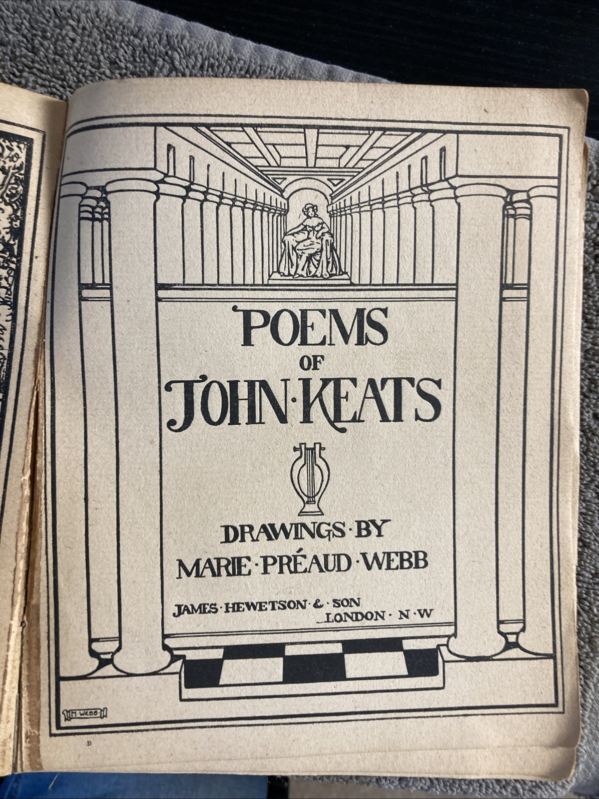 The Poems Of John Keats,pub James Hewetson And Son, Olive Suede Cover