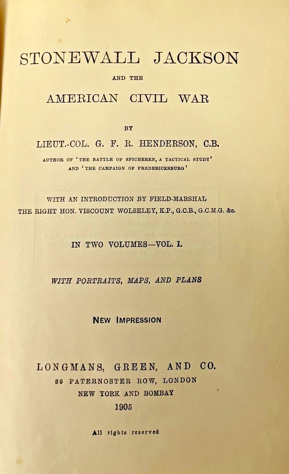 1905 STONEWALL JACKSON and the American Civil War, Portraits Maps, 2-vol. set