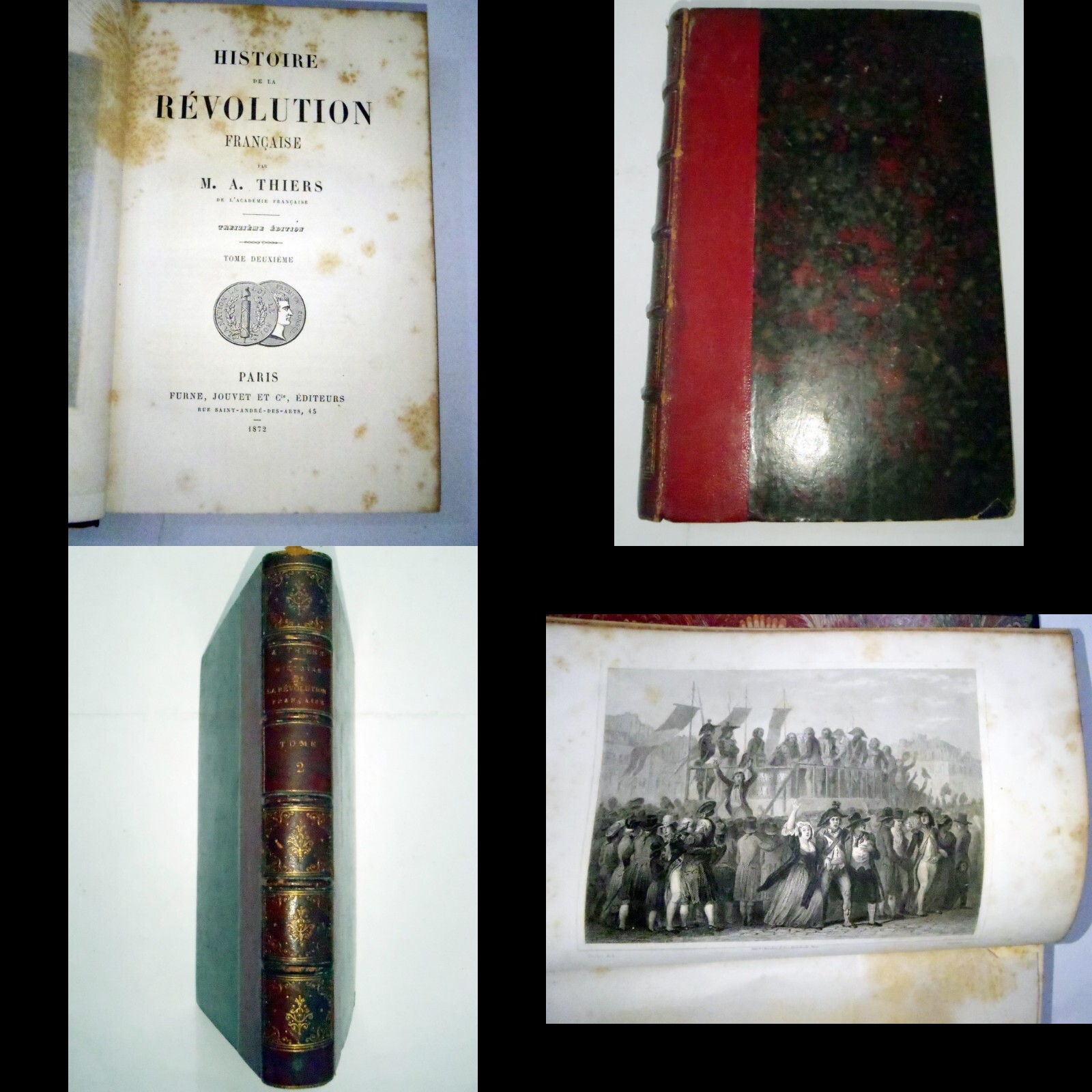 1872 FRENCH REVOLUTION – THIERS – LAFAYETTE – VOL 2 – 8 BEAUTIFUL ENGRAVINGS!!