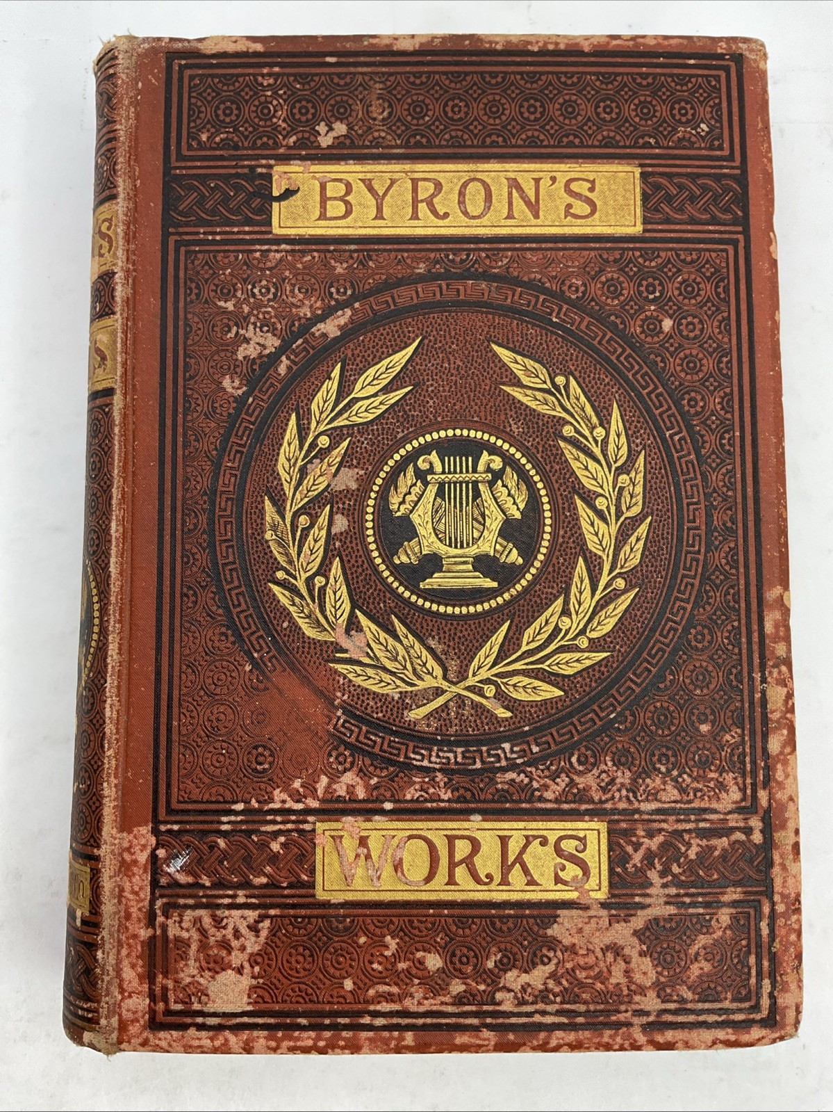 Byron’s Works 1875 Lippincott Philadelphia Embossed Red Cloth Gilt Hard Cover