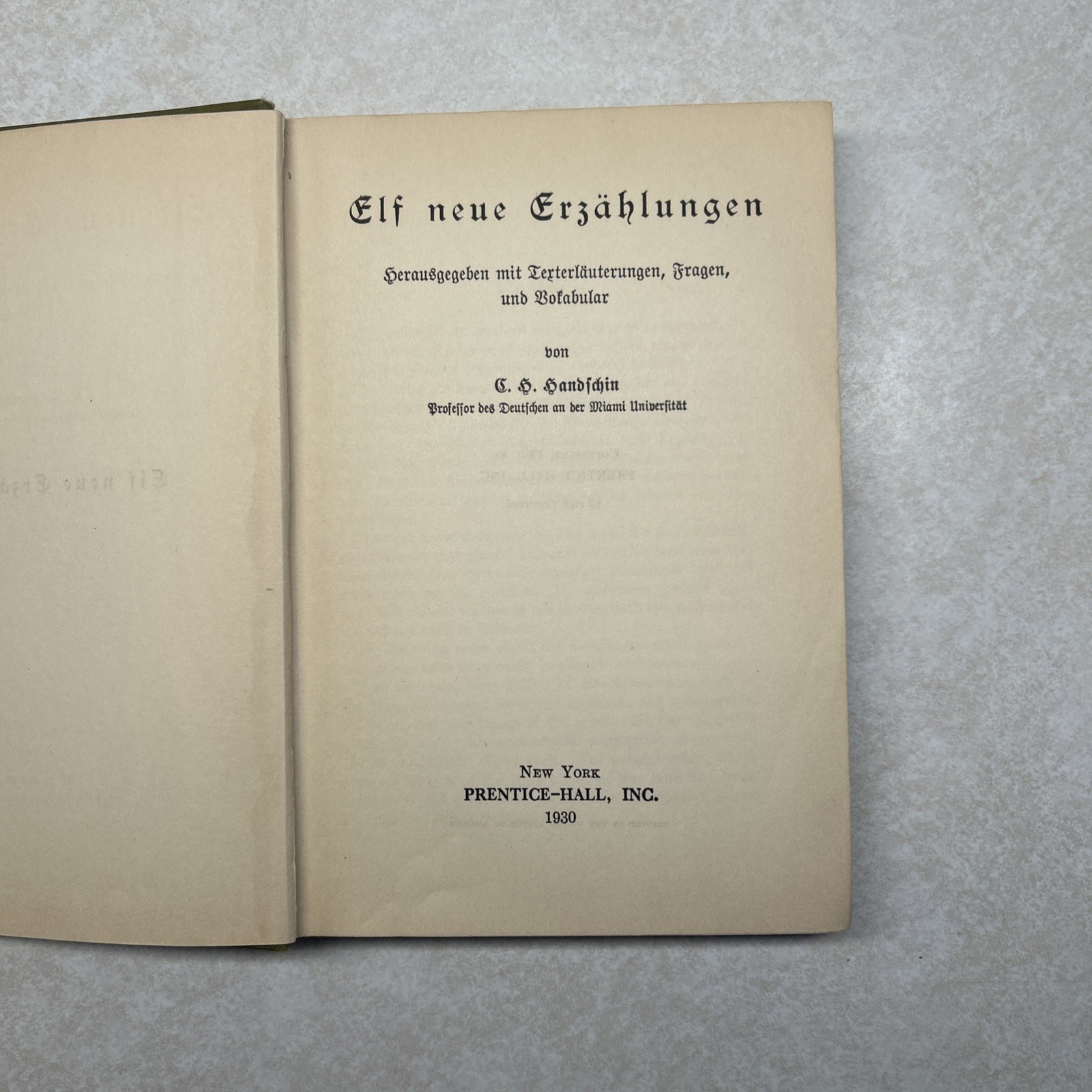 Elf neue Erzählungen – 1931 Prentice-Hall. Inc. German Antique