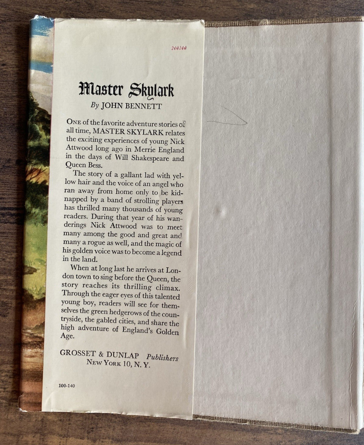 Master Skylark by John Bennett 1924 – Antique HB w/dust jacket – former library