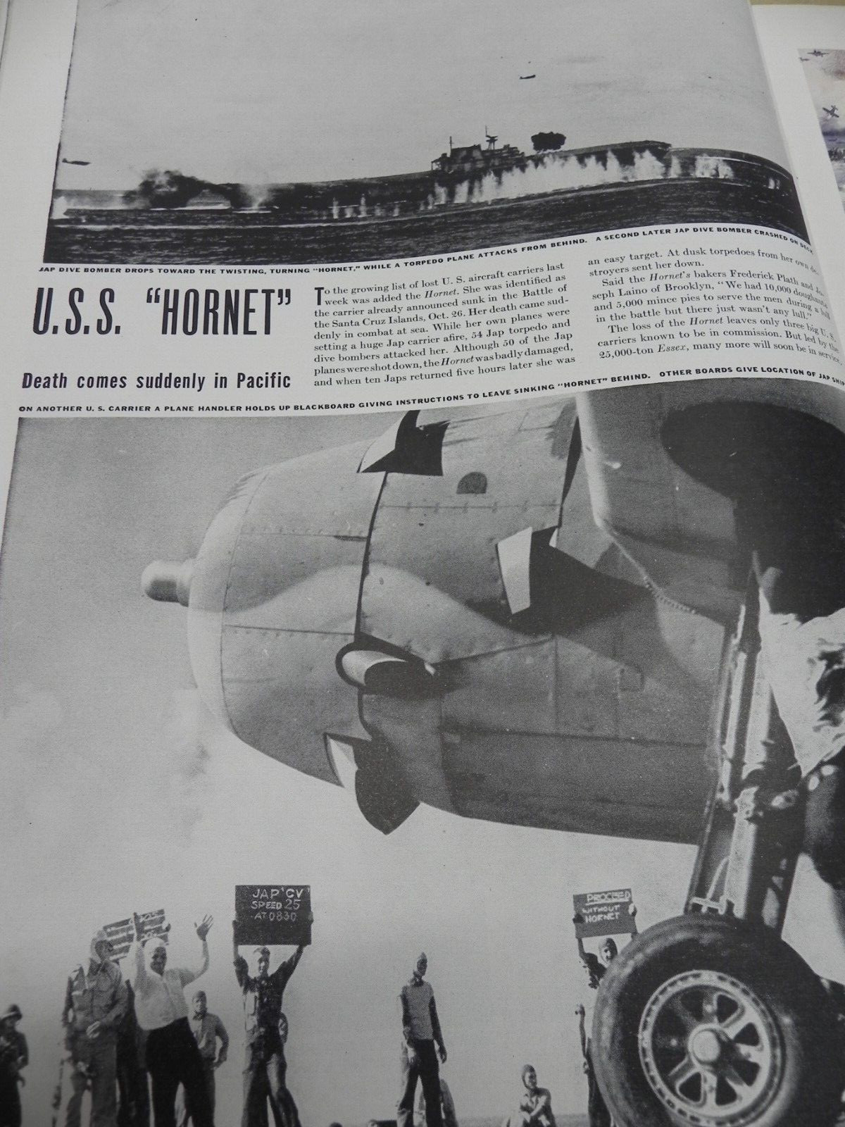 VINTAGE LIFE MAGAZINE JANUARY 25, 1943: SO. PACIFIC, USS HORNET, WARTIME FARMING