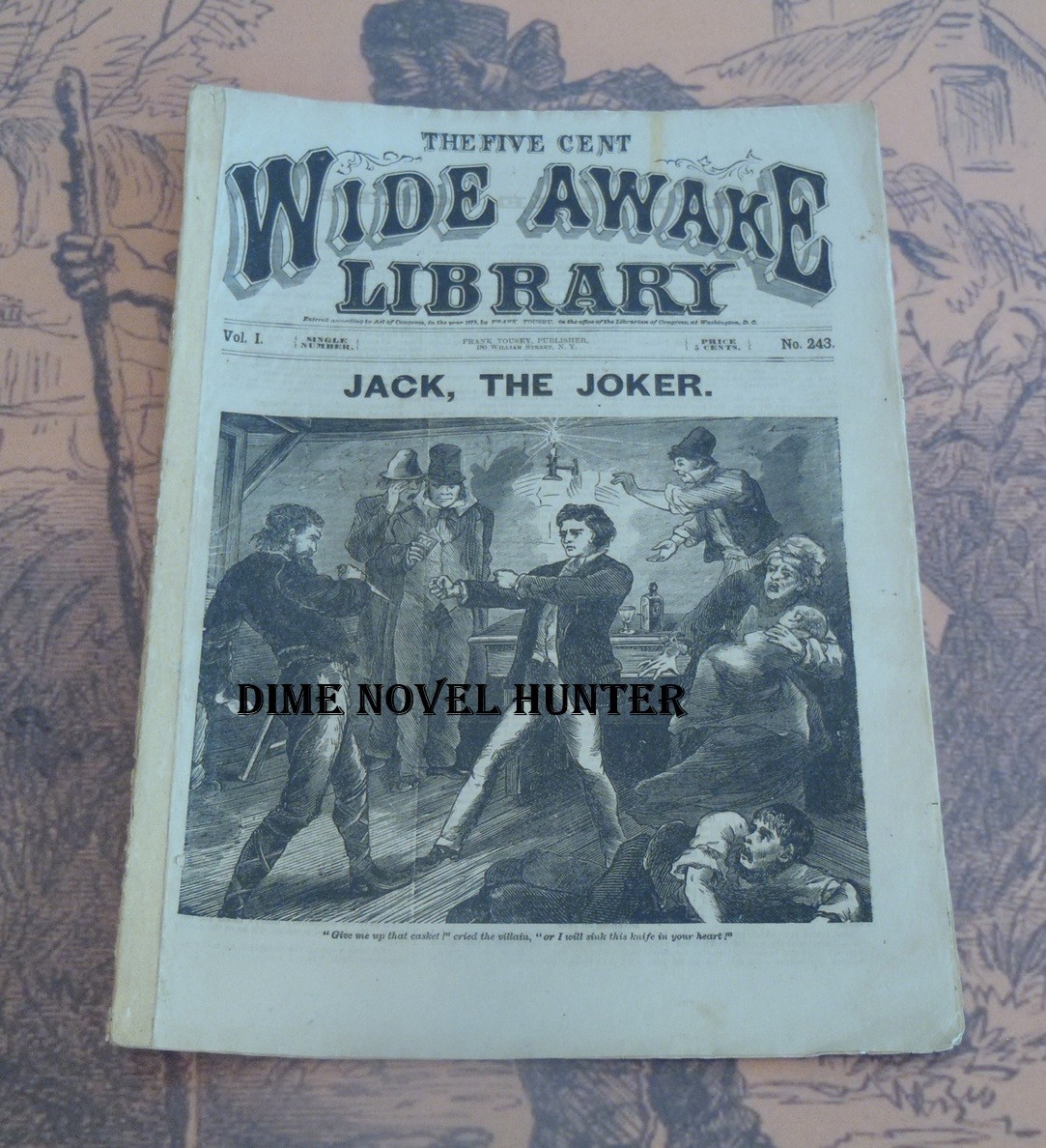JACK THE JOKER GREAT ART DIME NOVEL 1879 WIDE AWAKE LIBRARY #243 FRANK TOUSEY