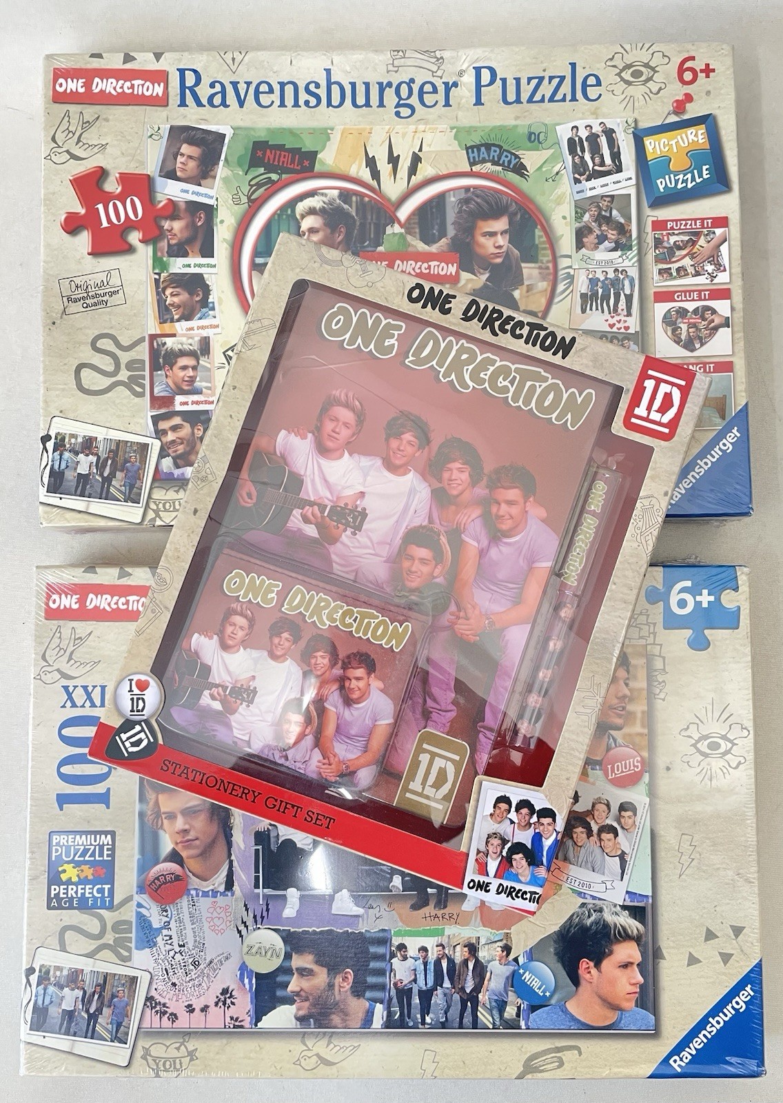 One Direction Bundle 2 x 100 Piece Jigsaw Puzzles & Stationery Gift Set