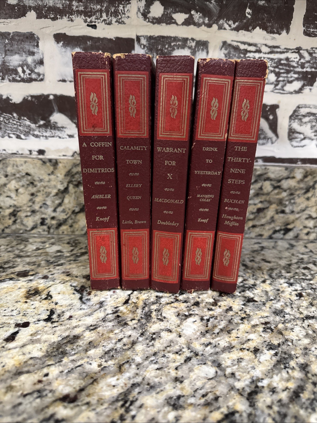 Vintage Set Of 5 Mystery Books- Ellery Queen Ambler, Mcdonald, Manning Coles…