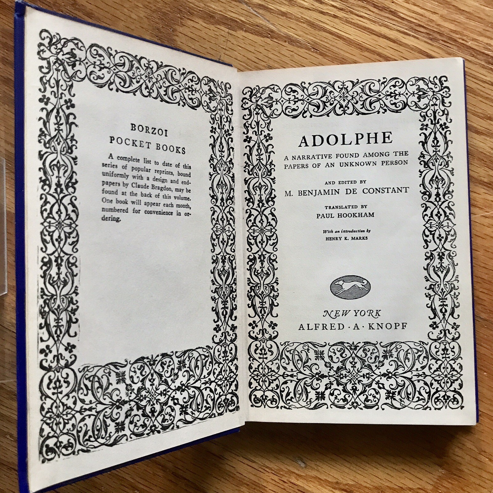 BENJAMIN CONSTANT—Adolphe—Knopf—1925—1st Thus HC—“Original & Touching“—De Stael