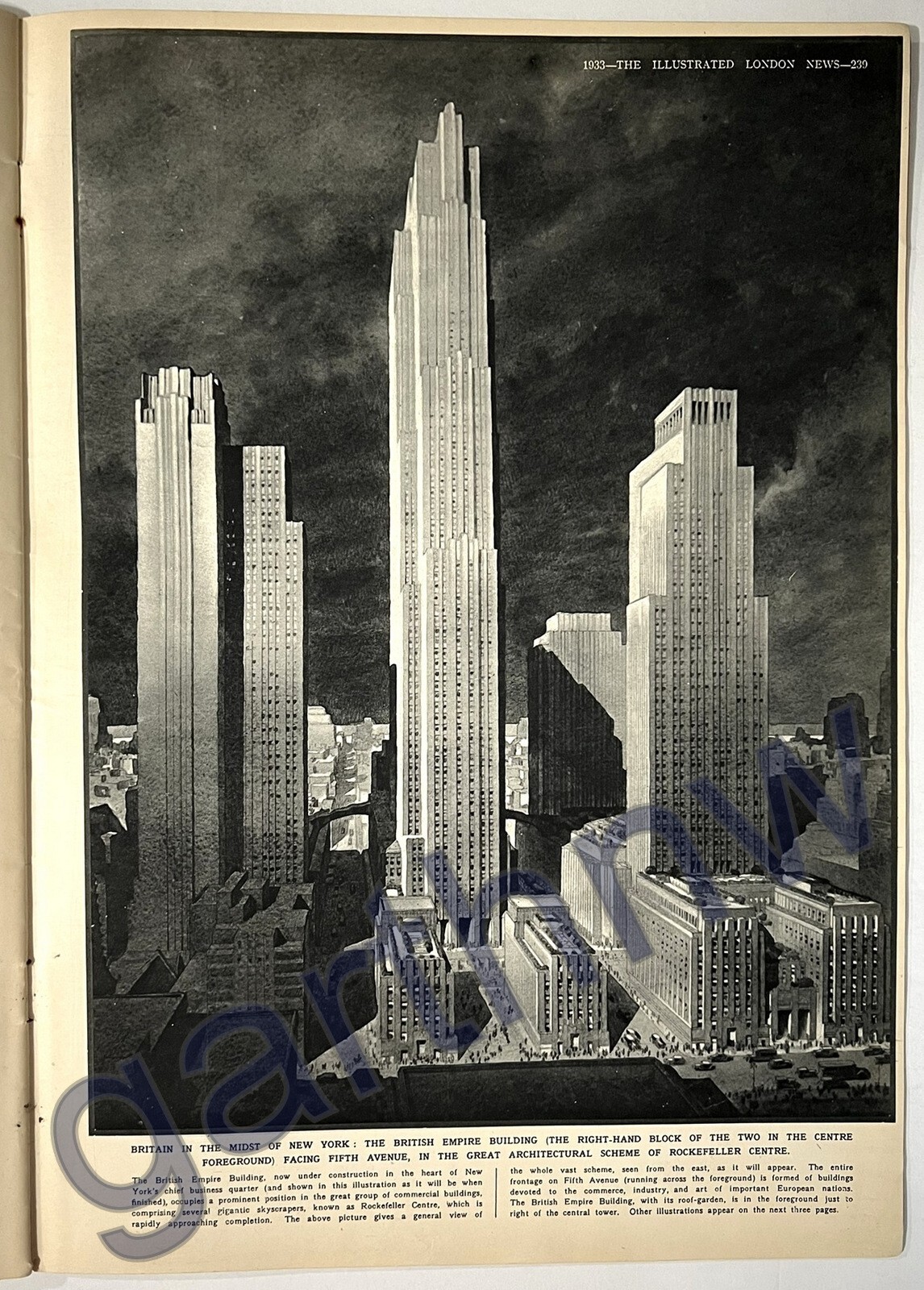 ROCKEFELLER CENTER 1933 BRITISH EMPIRE BUILDING PLAN PICTORIAL + CRUFTS DOG SHOW